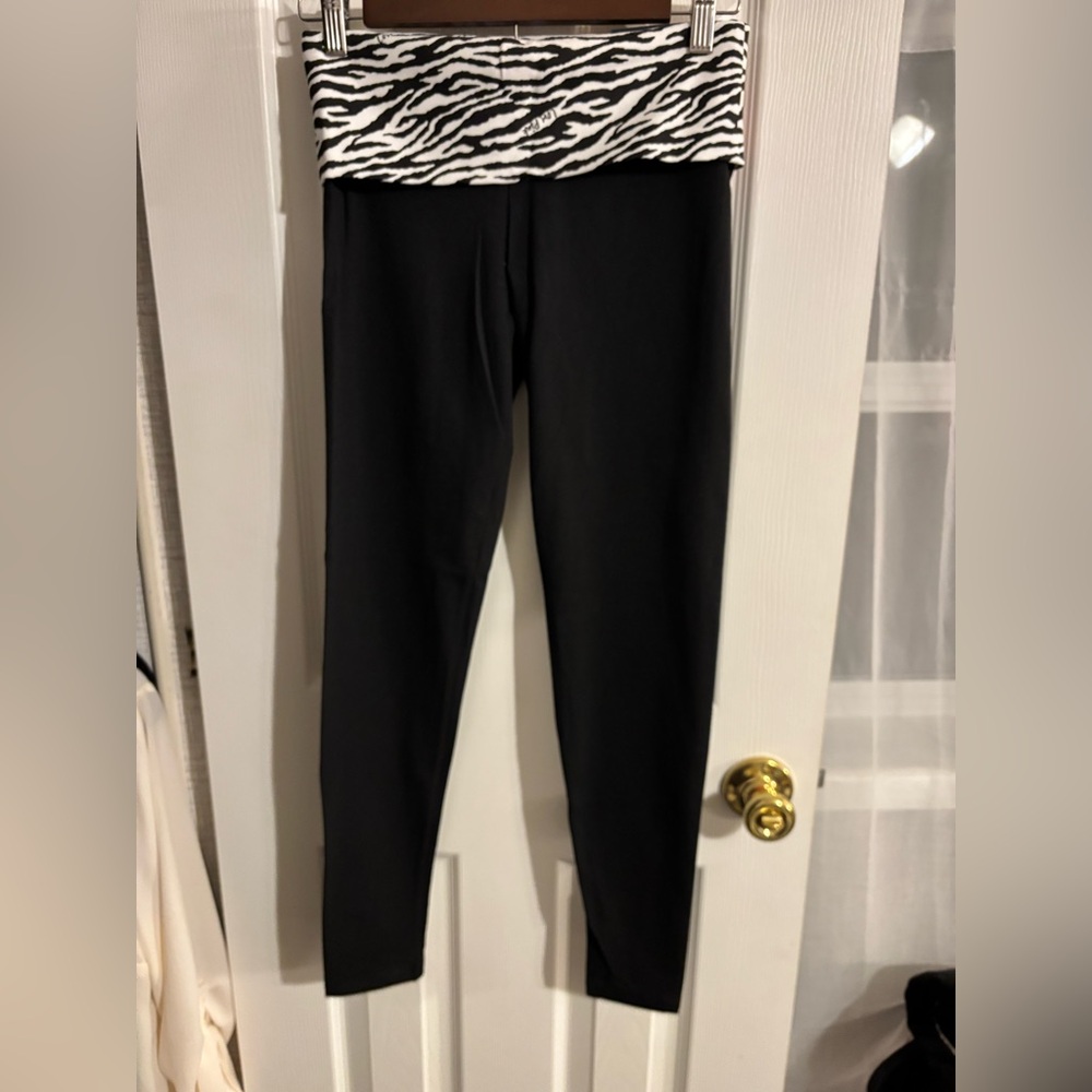 Victoria's Secret Black Leggings with Zebra and Pink Accents - Picture 2 of 5